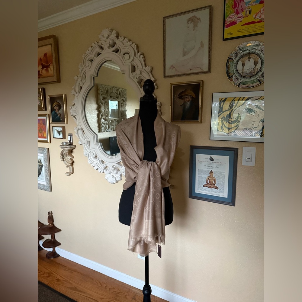 dark beige shawl, throw wrap, Pashmina